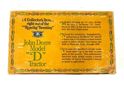 ERTL John Deere 1923 Modelo "D" Tractor #500 Juguete 1/16 Die Cast Metal Granja EE. UU. Foto 1 de 4