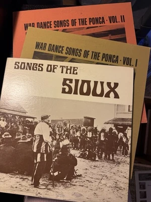 Songs of the Sioux + War Dance Songs of the Ponca Vol I & II LP Lot Indian House - Image 1 of 4