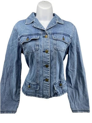 Chaqueta de mezclilla Chadwick’s para mujer talla 12 azul Jean 100 % algodón Trucker Y2K años 90 Foto 1 de 4