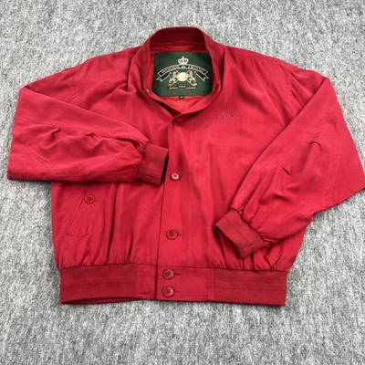 Woods & Irons Jacket Mens Medium Red Silk Golf Course Bomber Made Italy - Image 1 of 4