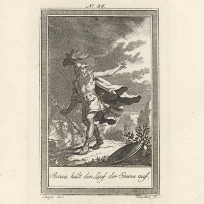 Bibel Altes Testament Josua Lauf der Sonne Weltgeschichte Orig Kupferstich 19 Jh - Bild 1 von 3