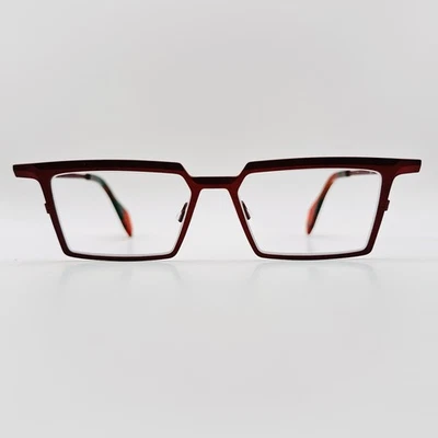 Theo Eyeglasses For Women And Men Square Red Titanium Emerald 763 Belgium NEW - Image 1 of 4