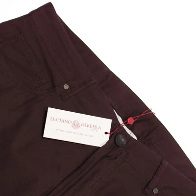 Pantalones Luciano Barbera NUEVOS CON ETIQUETAS 5 bolsillos corte jean talla 58 ~40 algodón púrpura liso EE. UU. Foto 1 de 4