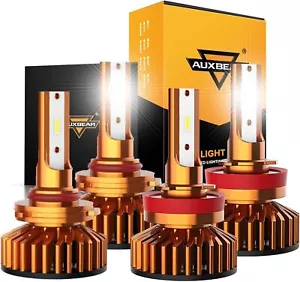 AUXBEAM H11 9005 LED Headlight Super Bright Bulbs Kit 6000K White High/Low Beam - Picture 1 of 15
