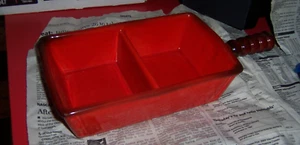 Plato de verduras dividido rectangular rojo gallo Metlox Poppytrail  - Imagen 1 de 1