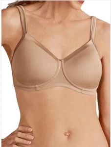Amoena Lara SB Post Mastectomy Bra, #44214 Pockets, Nude,Satin Wire Free 32AA. - Picture 1 of 5