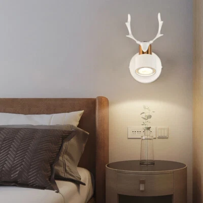 3W LED Bedside Lamp Wall Sconce Light Fixture GU10 Bulb On/Off Switch Antler Pub - Image 1 of 4