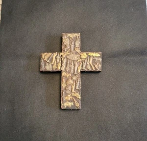 "De colección Estela Ogazon 3D Arte Popular Mexicano Milagros 7.5"" Madera Cruz Firmado Latón Dorado" - Imagen 1 de 14