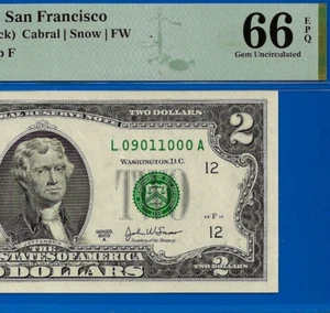 2003A $2 Federal Reserve Note PMG 66EPQ September 11 - Picture 1 of 3