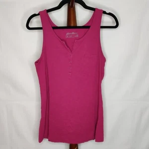 Eddie Bauer Outdoor women's M tank top magenta scoop-v-neck snaps sm. pocket - Picture 1 of 7