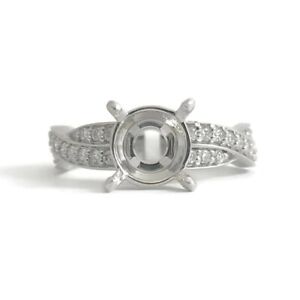 Round Diamond Crisscross Platinum Engagement Ring Setting Mounting, .50 CTW