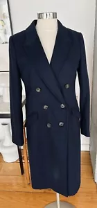 NEW JCREW UK LIMITTED NAVY WOOL &CASHMERDOUBLE BREASTED COLLAR FITTED COAT S2 - Picture 1 of 19