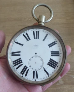 ANTIQUE GENTS GOLIATH POCKET WATCH EMPTY CASE & DIAL - Picture 1 of 5