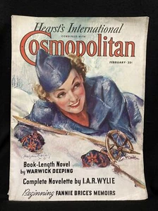 Hearst’s International COSMOPOLITAN Feb. 1936 Bradshaw Crandell skiing cover - Imagen 1 de 5