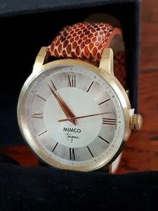 MIMCO WATCH VARSITY AMBER JET LEATHER GOLD HARDWARE NEW + MIMCO PAPER BOX ❤❤❤ - Picture 1 of 12