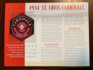 ST LOUIS CARDINALS 1934 NL CHAMPIONS PATCH Willabee Ward CHAMPIONSHIP COLLECTION - Picture 1 of 1