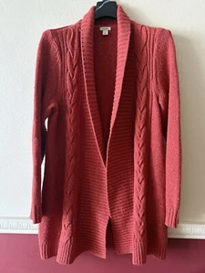 L.L. Cárdigan Bean Suéter Frente Abierto Grueso Cable Tejido Donegal Naranja Para Mujer’s L - Imagen 1 de 7