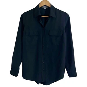 Go Silk Womens Black Long Sleeve Blouse Size M 100% Silk Minimalist Classic Work - Picture 1 of 6