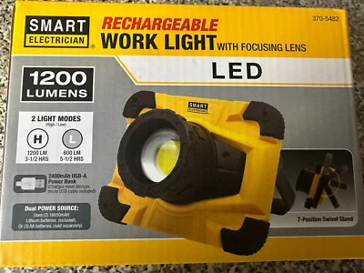 Smart Electrician 1200 Lumen Rechargeable LED Work Light w/ Focusing Lens - New - Image 1 of 3