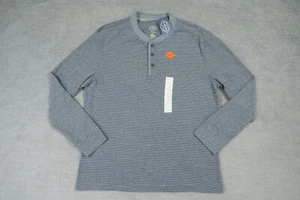 St Johns Bay Shirt Mens Extra Large Gray Grey Striped Henley Long Sleeve NWT - Picture 1 of 12