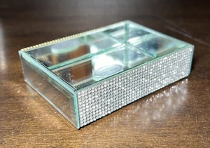 Bella Lux NEW!! Mirror Rhinestone Glam Soap Dish Bathroom 4.5” Tray SPARKLE! - Picture 1 of 7