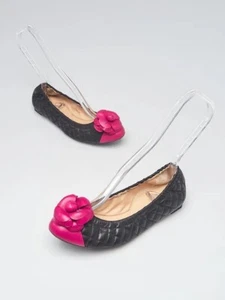 Chanel Ballet Pisos Camelia Negro Cuero Fusia EU38 - Imagen 1 de 13