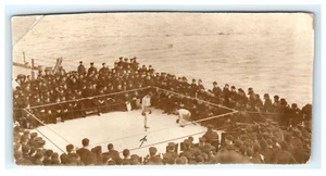 WW1 US Navy Ship Boxing Match RPPC - Trimmed \ Damaged - Picture 1 of 2