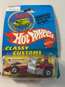 Vintage Hot Wheels Black Wall Bubble Gunner Classy Customs Patch Card Hong Kong - Bild 1 von 6
