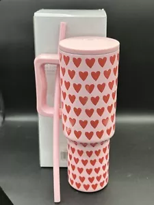 Vaso Simple Modern Valentines ROSK HEARTS SWEETHEART con mango tapa de paja - Imagen 1 de 1