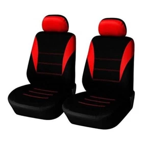 FOR PEUGEOT 207 307 308 3008 508 208 SEAT COVERS FABRIC FRONT RED-BLACK - Picture 1 of 5