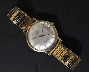 Omega Seamaster DeVille 18k Yellow Gold Automatic Men’s Watch w/Rare Linen Cross - Picture 1 of 9