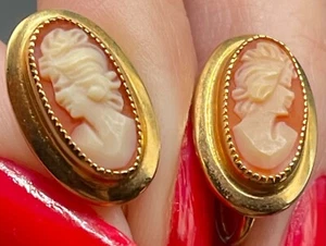 Vintage Ohrringe Kamee Nachlass Gold Filled Schraubverschluss - Bild 1 von 5