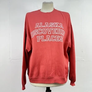 Bershka Red Womens Sweatshirt Size UK XS Oversized Alaska Graphic Print Crewneck - Picture 1 of 7