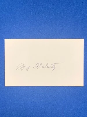 RAY FLAHERTY HOF SIGNED 3x5 INDEX CARD NY GIANTS NFL CHAMPION PSA DNA - Image 1 of 3
