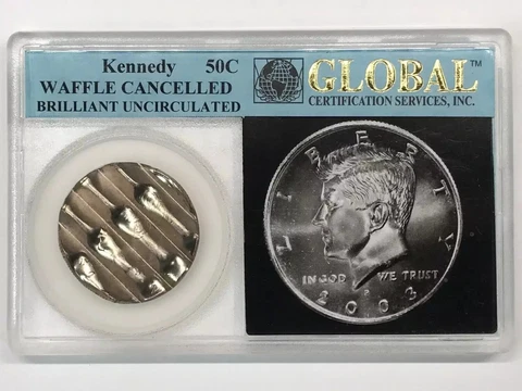 2002-P US Mint Waffle Cancelled Kennedy Half Dollar - Global Philadelphia Hoard Cover