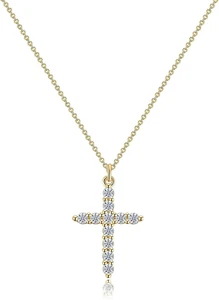 18K Gold/Silver Plated Cross Necklace for Women Cross Pendant Necklace Simple Cu - Picture 1 of 12