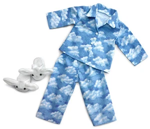 50% Off Blue Sky Cotton Pajamas & Bunny Slippers fit 18” American Girl Dolls NEW - Picture 1 of 1