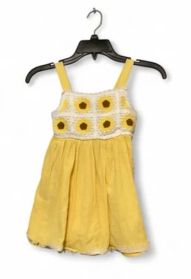 Haute Hippie Kids Style 4T Yellow Sunflower Dress Boho Crochet - Image 1 of 3