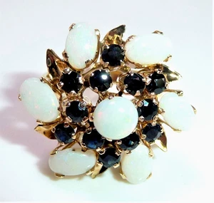Ring 416 Gold Opale Saphire Gr. 51,5 / 16,4 mm - änderbar - 4,4 gr 10K Gold - Picture 1 of 13