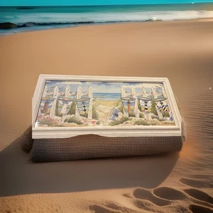 Custom framed beach art by Donna Elias Outer Banks Bucket 22.5” x 10.5” Es168Hw - Picture 1 of 5