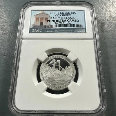 2011-S Vicksburg SILVER Quarter, NGC PF70 UCAM (86751) - Image 1 of 2