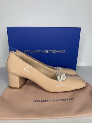 Zapatos de salón Stuart Weitzman para mujer talla 7,5 beige nude charol punta cuadrada MAEV 50 Foto 1 de 4