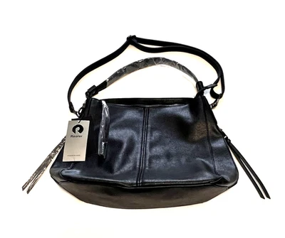Realer Large Black Hobo Purse Shoulder Bag Handle & Crossbody Strap Vegan Lether - Image 1 of 4