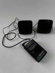 Vintage Sony Walkman SRF-49 FM W/ Vintage Sony SRS-5 Mini Stereo Speaker System - Picture 1 of 6