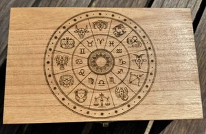 Zodiac Aries Horoscope Wooden Laser Engraved Decorative Keepsake Box Stained - Picture 1 of 8