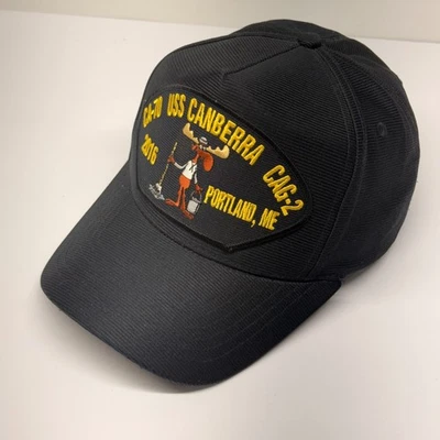 Chapéu masculino USS Canberra CA-70 CAG-2 Eagles Crest ajustável preto 2016 Portland - Imagem 1 de 4