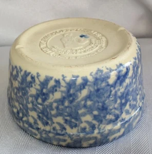 Workshop Gerald Henn Roseville Spongeware Blue Beige 5"X 2.5" Cereal, Soup, Bowl - Picture 1 of 9