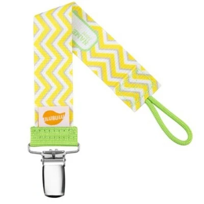 Yellow Chevron Pacifier Clip - Ulubulu Binky Clip works with all pacifiers - Image 1 of 3