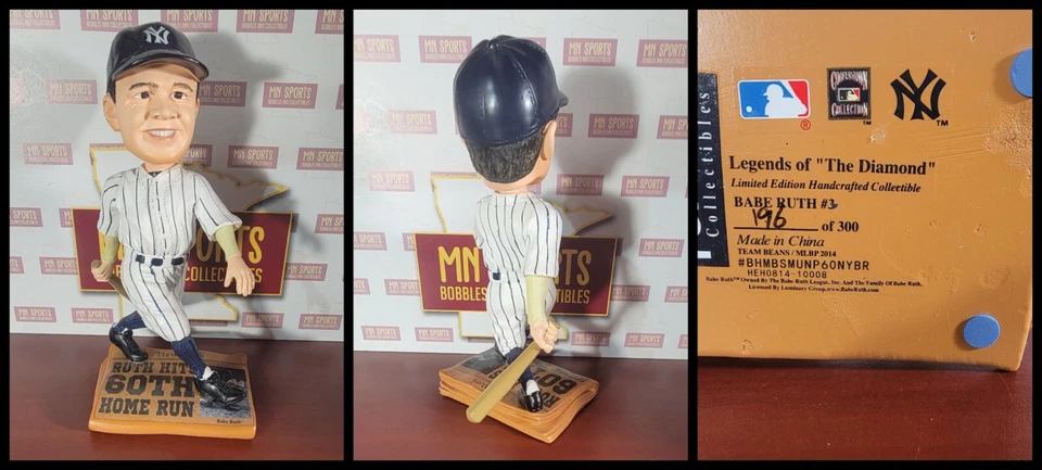 Babe Ruth Bobblehead FOCO Newspaper Base Headline New York Yankees NY /300 - Image 1 of 1