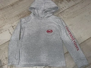 Boys Vineyard Vines Whale Football Grey Red Hooded Pullover Size 5 - Picture 1 of 4